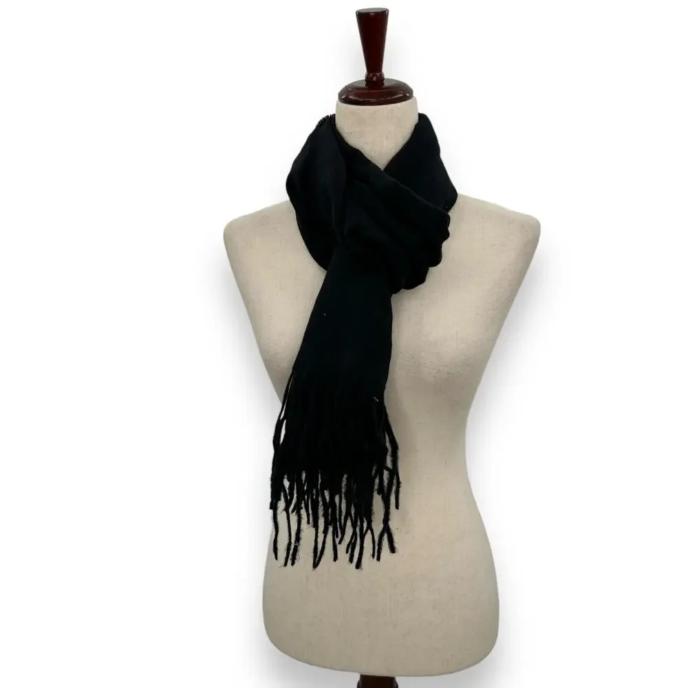 NEW Macy's Unisex Style & Co Black Fringe Scarf Classic Winter Quiet Luxury NWT